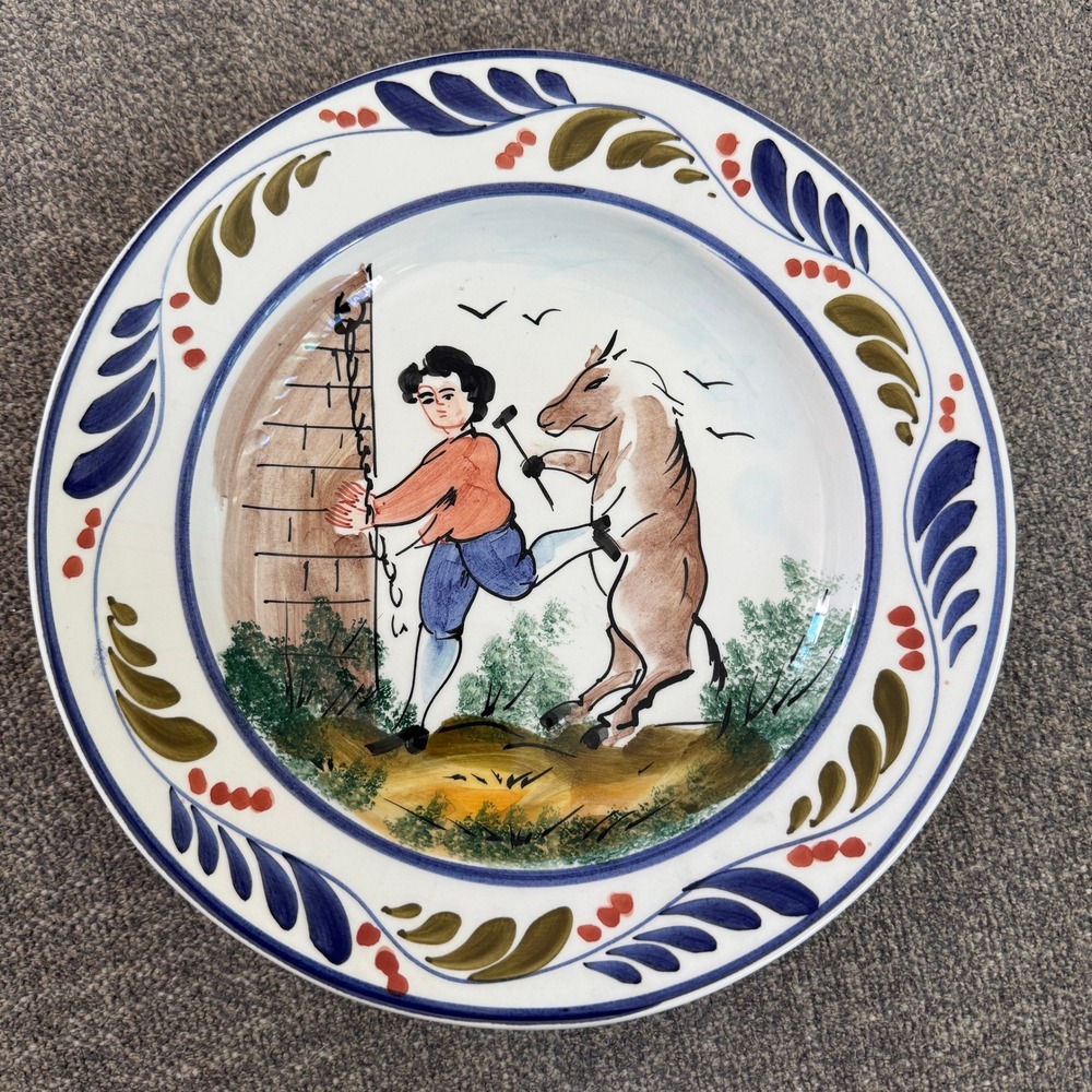 Vietri Upside Down World Hand Painted Italy 1994 Decorative Plate 9.5" 4551
